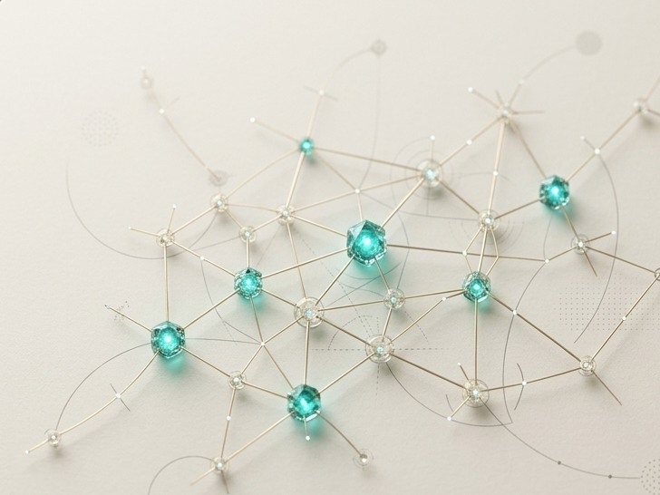 Delicate network of connected points with glowing teal nodes