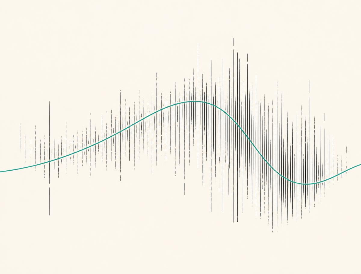 Dense tick field with a single curve threading through it