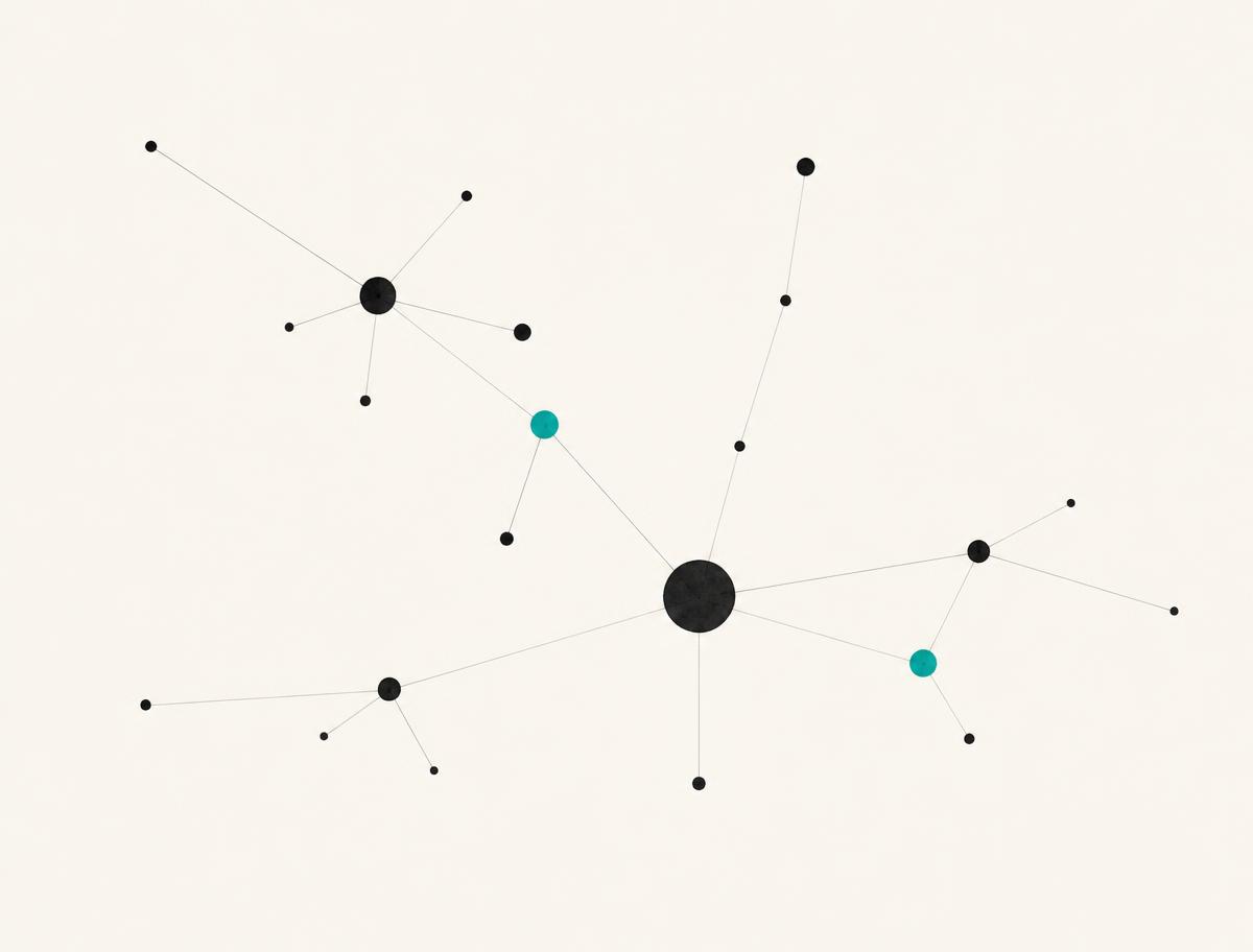 Sparse network map of connected nodes