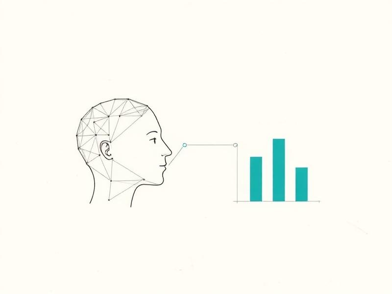 Wireframe head profile linked to confidence bars